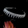 Pinces À Cheveux À La Mode Simple Couronne De Mariage Brillant Cristal Diadèmes Élégant Accessoires De Mariée Graduation Coiffe Zircon Diadema A01351