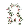 Fleurs Décoratives 2M Pin Vigne Guirlande Portable Résistant À L'usure Baies Rouges Rotin Pour La Fête Mur Porte Décor Mignon Fenêtre Guirlande De Noël Blanc