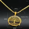 Pendanthalsband Fashion Tree of Life Rostfritt stål för kvinnor Guldfärg Uttalande Halsband smycken Bisuteria Mujer N18821S08