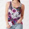 Women's Tanks Fashionable And Tight Fitting Women's Sleeveless Round Neck Vest Retro Loose Flower 3D Printing Slim Top