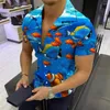 Casual shirts voor heren 2023 Zomer heren Sunset Beach Collection 3D Digitale print Polo kraag korte mouw Hawaiiaanse shirt mode