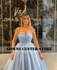 Party Dresses Sky Blue Formal Dress Elegant Tulle kväll för kvinnor Bröllopsfödelsedagsmiddagsklänningar En linjeklänning med Delt Rob