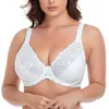 Bras Embroidery Bras Underwear Women Plus Size Sexy Thin Bra Lace Bra Black Gray Underwired 36 38 40 42 44 46 48 50 52 54 F G H I Cup P230512