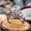 Anneaux de mariage Huitan luxe Rectangle cubique zircone femmes fiançailles accessoires à la mode bague de proposition pour amoureux bijoux de mode