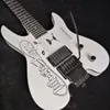 Hand Painted Lion White Headless Electric Guitar,Vibrato Bridge&percussion Stick