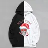 Erkek Hoodies Skelly Xmas Kafatası Unisex Casual Street Giyim Uzun Kollu Katı Kontrast Dikiş Sweatshirt y2k Peri Grunge Üstleri Gömlek