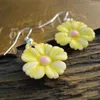 Dangle Boucles D'oreilles Rose/Jaune/Bleu/Vert Fleur Forme Céramique Goutte Pour Femmes Filles Vintage Boucle D'oreille Crochets De Mode Bijoux En Gros YEA268