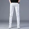 Heren jeans herenmodemerk elastische slanke denim lange broek casual witte rechte been y2k voor mannen streetwear