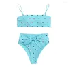 Женские купальные костюмы Женская с коротким рукавом топ Sexy Women Love Printed Bow Knot Bikini Shikin