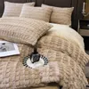 Bedding Sets Plush Four-piece Set Milk Velvet Winter Thickened Bed Sheet Double-sided Duvet Cover Princess Style