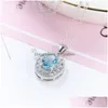 Pendentif Colliers Sterling Sier Bleu Cristal Strass Collier Simated Gemstone Pour Femmes Filles En Gros Drop Delivery Juif Dhgarden Dh3Yn