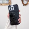 Étuis de téléphone en cuir de créateur pour iPhone 14 13 12 11 Pro Max Couverture arrière classique en peau de crocodile noir 14Pro 14Plus 14ProMax Lettre Mobile Shell Case