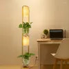 Lampadaires Moderne LED Lumière Décoration Plante Fleur Lampe Tissu Abat-Jour En Verre Étude Stand