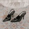 Kvinnor höga sexiga sandaler klackar skor designer slingback mode stilettos pumpar trend klänning fest pekade tå 2158