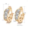 Hoop Earrings MxGxFam Gold Color 18 K Square For Women Fashion Jewelry Cubic Zircon Good Quality