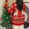 Dames truien dames 2023 kerstcartoon afdrukken o-neck pullover losse sueters de mujer herfst winter dikker vrouwelijke kleding