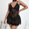 Kvinnors sömnkläder Kvinnor Sleepwear Plus Size 4XL Transparent Sleeping Dress Lace Sexiga Nightrocks Sling ärmlös Nightdress Lingerie P230511