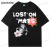 Męskie koszulki T-shirt streetwear streetwear hip hop szkielet szkielet druk punkowy gotyc