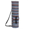 Buitenzakken Gedrukte Gym Mat Cover Bag Multifunctioneel canvas Yoga Draag mode eenvoudig lichtgewicht met zakken voor trainingsreizen