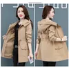 Damengrabenmäntel 2023 Elegante Frauen Frühling Herbst Plus Größe Lose Mit Kapuze Mantel Damen Mode Allgleiches Straße Casual Windjacke F142