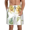 Heren shorts Heren Beach Surf Surfing Maillot de Bain Aquarel Sunflower Sport Board Quick Dry Swimwear