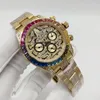 Relógio de designer totalmente automático, 41 mm, mostrador de diamante arco-íris de luxo masculino, qualidade AAA, fivela dobrável, vidro safira, presente de Natal masculino