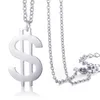Chains Ladies Womens Rolo Link Chain Silver Color Stainless Steel Money Dollar Symbol Charm Pendant Necklace Fashion Jewelry DKN494