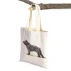 Sacs à provisions mode chien Yorkshire Husky toile sac à main réutilisable aquarelle dessin animé Animal fourre-tout décontracté sac à bandoulière pour les femmes
