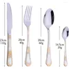 Dinnerware Sets 6People Set 18/10 Stainless Steel Tableware Vintage Gold Knife Fork Tea Spoon Silverware Kitchen Flatware