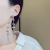 Hoop Earrings 2023 Fashion Silver Needle Long Set Zircon Bow Tassel Luxurious Exquisite Style Female Party Jewelry Gift