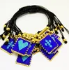 Kedja Scapular Armband Boho Cross Heart Pärled Handgjorda Elastiska rep charm för flickor Dainty Gift 230511