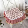 Pillow Home Lace Dining Chair Non-slip Autumn Winter Thickened Warm Stool Pad Pastoral Flower Pattern Seat Mat Decor