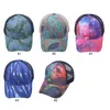 Ponytail Baseball Caps Printed Mesh Washed Trucker Hats Cap Outdoor Sport Visor Snapbacks Caps Party Hats 5 styles DB527