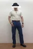 Męskie spodnie Bob Dong Vintage 20s Indigo Wabash Stripes Worke Selvage Denim Spodni odzież robocza
