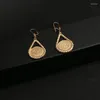 Dangle Boucles D'oreilles Style Pièce Ronde En Cuivre Plaqué Or 18K Femmes Arabe Dubai Bijoux De Mariage De Mariée De Luxe Qualité