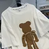 Bras Wersja Koreańska Projekt mody ciężki Industrialny niedźwiedź 3D T-shirt Kobiety Kobiety luźne haftowane bawełniane tshirty tress p230512