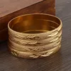 Bangle 4PCS 65mm Fashion Gold Color Vintage For Women Man High Quality Dubai Bride Wedding Ethiopian Bracelet Africa Party Gifts