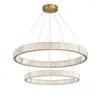 Chandeliers Postmodern Simple Circle Chandelier High-end Atmosphere Dining Room Pendant Lights Fashion Luxury El Hallway Led Crystal Lamp