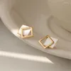 Boucles d'oreilles étalons japonais et coréen simple petit géométrique carré 925 aiguille argentée hypoallergénique cadeau de vacances non ancré