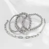 Braccialetti di collegamento 2023 Braccialetto personalizzato di tendenza per le donne Set di perline in acciaio multistrato Catena in alluminio Design cavo Set di San Valentino