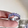 Anéis de casamento coreanos simples roxos de zircão de zircão feminino temperamento feminino de abertura personalizada de design exclusivo irregular ajustável