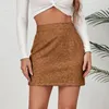 Skirts Elegant Bodycon High-waisted Mini Women Casual Short Skirt Bronzing Sequin Leopard Print High Waist Mujer Faldas