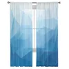 커튼 삼각형 컬러 블록 블루 그라디언트 깎아 지른 거실을위한 커튼 현대 Voile 침실 얇은 명주 그물 창과