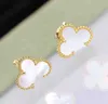 2023 Luxury qualit v gold material charm clip earring with nature shell beads in 18k gld plated malachite have box stamp PS5014