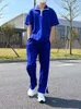 Y2K T-shirt Men's Blue Tracksuits Juspinice Casual Pants Two-piece Men's Personality Drape Loose Sports Suit Summer Matching Set Men's Clothing 230511