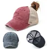 Ball Vintage Baseball Women Adjustable Mesh Hat Distressed Woman Summer Cap Caps Sunhat Tail 230511