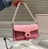 Designer BagBorsa a tracolla Tabby di design Famose borse di Bacco primaverile Borse con fibbia a forma di C in ottone retrò Tracolla di perle Borsa di moda in vera pelle