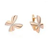 Dckazz Creative Papillon Forme Boucle D'oreille De Luxe Simple 585rose Or Couleur Fleur Goutte Pour Femme Anniversaire Bijoux Cadeau