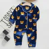 Pigiama LJW Set pigiama per bambini Tuta da bambino Abbigliamento per bambini Bambino Ragazzi Ragazze Raso di seta ghiaccio Top Pantaloni Set Abbigliamento da casa Pigiama per bambini 230511