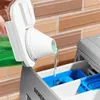 Bouteilles de stockage Poudre à laver Boîte de liquide de lessive Seau de réservoir en plastique transparent Étanche à l'humidité scellé avec une tasse à mesurer